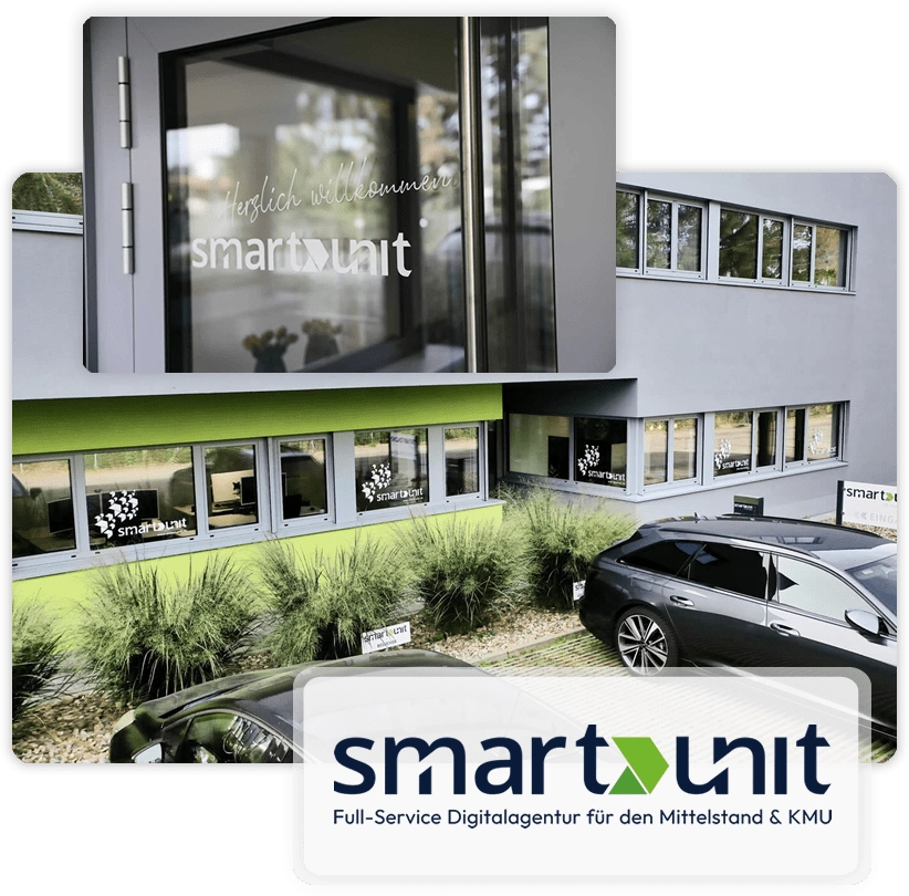 Firmengebäude und Eingangsbereich von smart unit in Bensheim